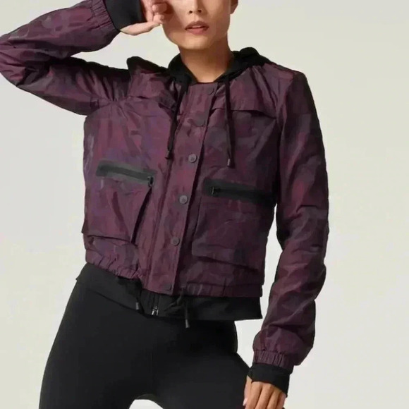 Blanc NOIR SkyFall Aviator Jacket Aubergine Camo Women's Sz Small - Picture 10 of 12